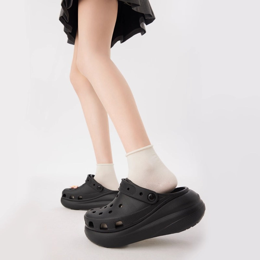 Women Silky Rolled Edge Mid-Calf Tube Socks