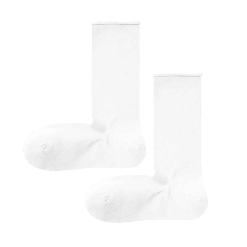 Women Silky Rolled Edge Mid-Calf Tube Socks
