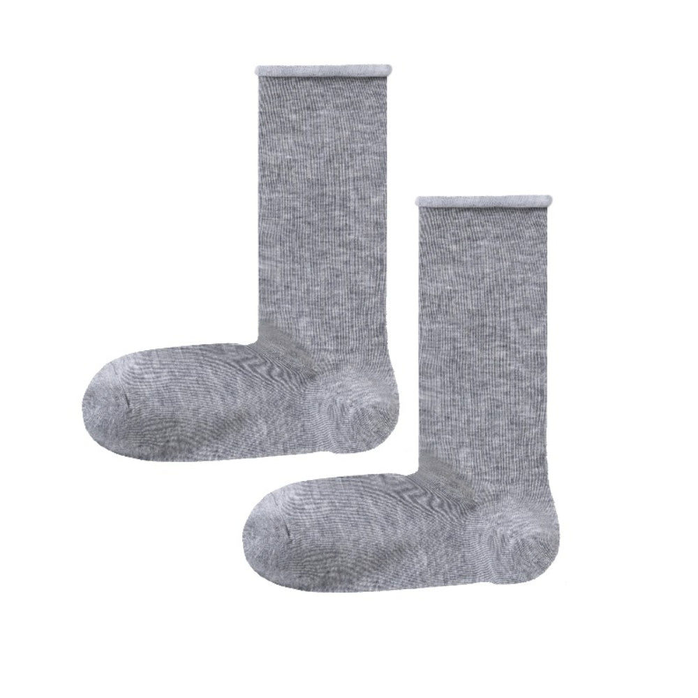 Women Silky Rolled Edge Mid-Calf Tube Socks