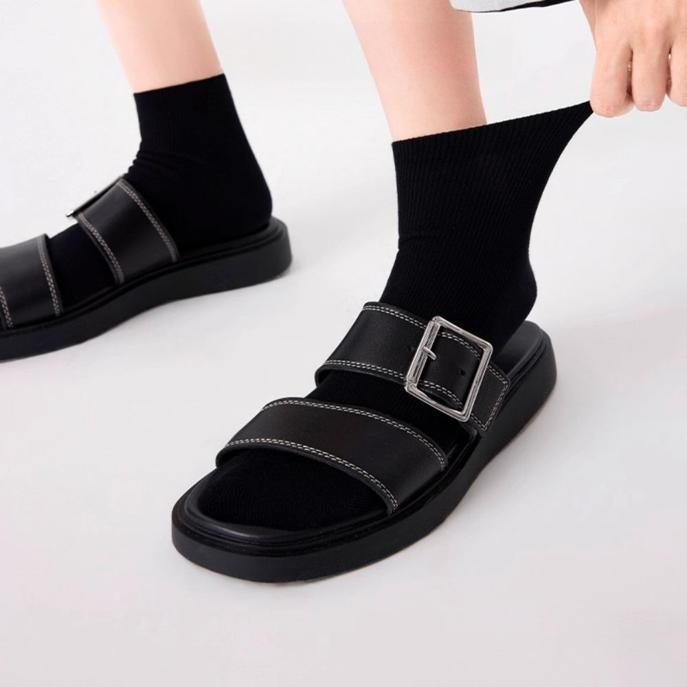 Women Silky Rolled Edge Mid-Calf Tube Socks